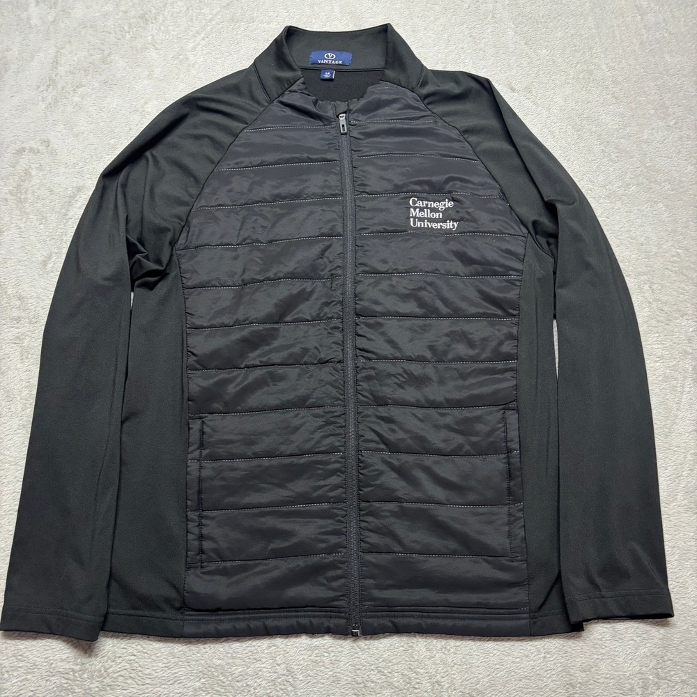 Carnegie Mellon Jacket Mens Large Black NCAA Vantage Full Zip EUC